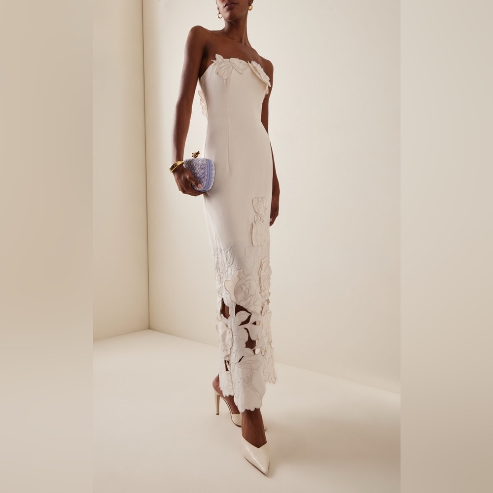 Leo Lin Rayna Floral-Appliquéd Crepe Maxi Dress